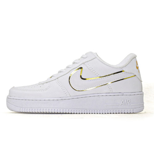 AF1 Refletivo | Branco Dourado